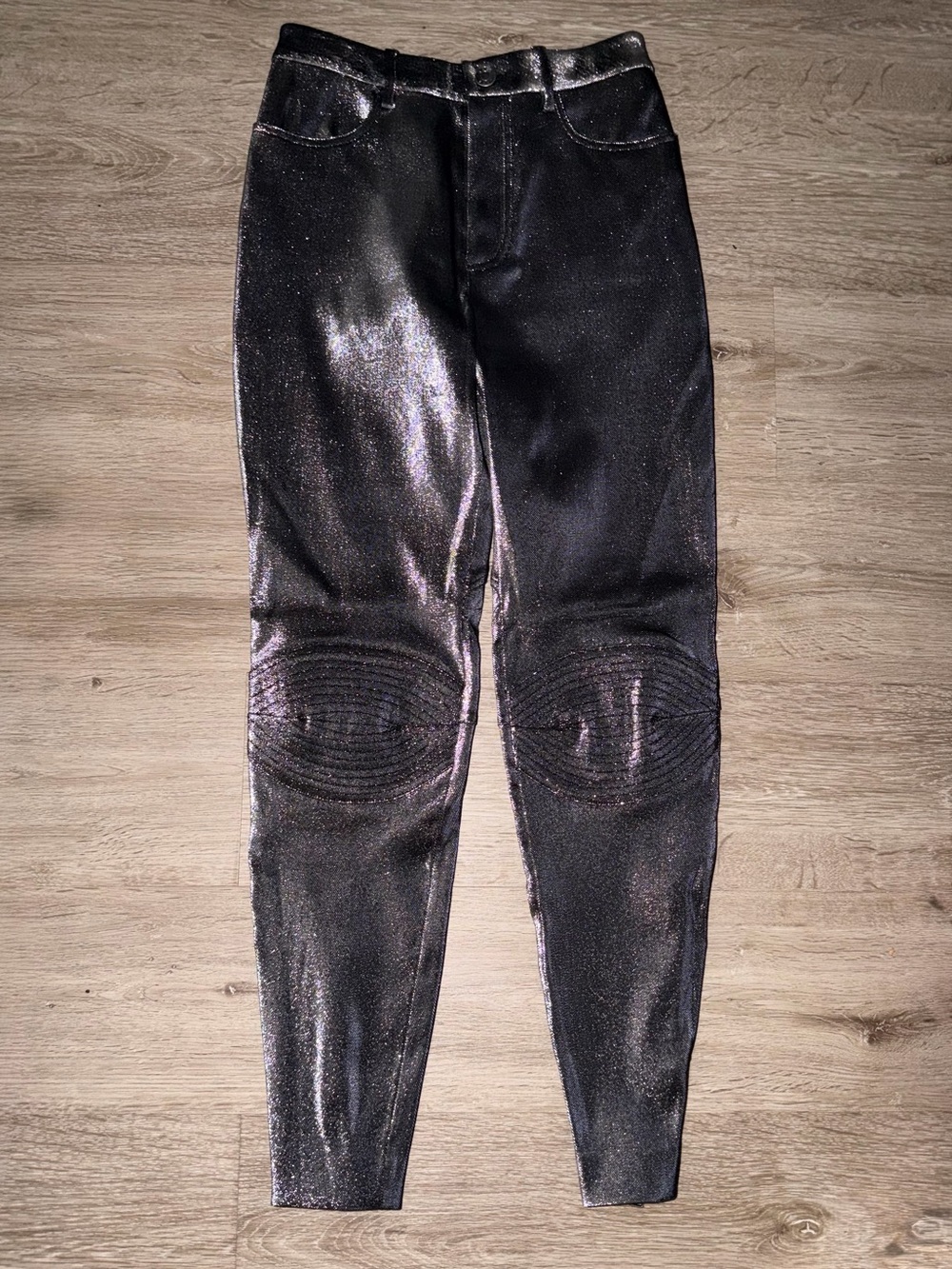 AREA Silver Moto Knee Style Pants